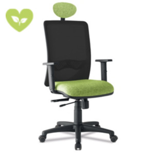 Sedia operativa ergonomica Étoile con braccioli e poggiatesta, Tessuto ignifugo Gabriel Chili, Verde Mela Sedia operativa ergonomica Étoile con braccioli e poggiatesta, Tessuto ignifugo Gabriel Chili, Verde Mela