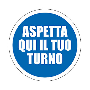 Segnaletica per emergenza Covid-19, Adesivo calpestabile, Aspetta il tuo turno, Ø 250 mm Segnaletica per emergenza Covid-19, Adesivo calpestabile, Aspetta il tuo turno, Ø 250 mm