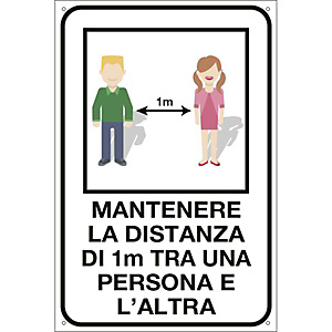 Segnaletica per emergenza Covid-19, Cartello adesivo "Mantenere la distanza di 1 metro tra una persona e l'altra", 120 x 180 mm Segnaletica per emergenza Covid-19, Cartello adesivo "Mantenere la distanza di 1 metro tra una persona e l'altra", 120 x 180 mm