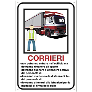 Segnaletica per emergenza Covid-19, Cartello per corrieri personalizzabile , 200 x 300 mm Segnaletica per emergenza Covid-19, Cartello per corrieri personalizzabile , 200 x 300 mm