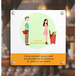 Segnaletica per emergenza Covid-19, Pannello informativo con ventose Distanza di sicurezza, PVC, 49 x 49 cm Segnaletica per emergenza Covid-19, Pannello informativo con ventose Distanza di sicurezza, PVC, 49 x 49 cm