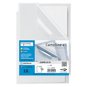 SEI ROTA Busta a L Capri 61 R Color, 21 x 29,7 cm (A4), PVC crystal, Spessore Alto, Finitura Liscia, Trasparente (confezione 10 pezzi) SEI ROTA Busta a L Capri 61 R Color, 21 x 29,7 cm (A4), PVC crystal, Spessore Alto, Finitura Liscia, Trasparente (confezione 10 pezzi)