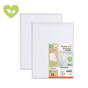 SEI ROTA Buste a U GAIA, 23 x 33 cm, PP riciclato e riciclabile, Spessore Alto, Finitura Goffrata, Trasparente (confezione 25 pezzi) SEI ROTA Buste a U GAIA, 23 x 33 cm, PP riciclato e riciclabile, Spessore Alto, Finitura Goffrata, Trasparente (confezione 25 pezzi)