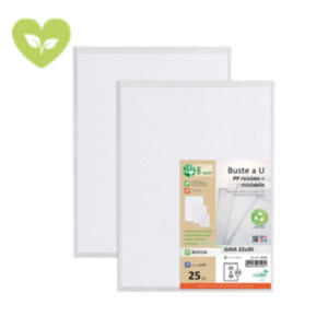 SEI ROTA Buste a U GAIA, 25 x 35 cm, PP riciclato e riciclabile, Spessore Alto, Finitura Goffrata, Trasparente (confezione 25 pezzi) SEI ROTA Buste a U GAIA, 25 x 35 cm, PP riciclato e riciclabile, Spessore Alto, Finitura Goffrata, Trasparente (confezione 25 pezzi)