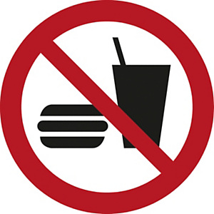 Señal de prohibición de PVC resistente "Prohibido comer y beber" 200 (Ø) mm roja Señal de prohibición de PVC resistente "Prohibido comer y beber" 200 (Ø) mm roja