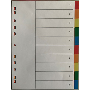 Separadores, con portadilla, A4, polipropileno, 10 separadores, colores surtidos