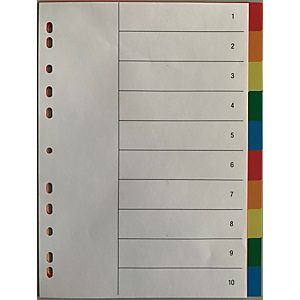 Separadores, con portadilla, A4, polipropileno, 10 separadores, colores surtidos Separadores, con portadilla, A4, polipropileno, 10 separadores, colores surtidos
