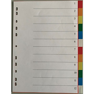 Separadores, con portadilla, A4, polipropileno, 12 separadores, colores surtidos