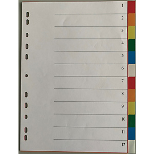 Separadores, con portadilla, A4, polipropileno, 12 separadores, colores surtidos Separadores, con portadilla, A4, polipropileno, 12 separadores, colores surtidos
