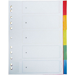 Separadores, con portadilla, A4, polipropileno, 5 separadores, colores surtidos Separadores, con portadilla, A4, polipropileno, 5 separadores, colores surtidos