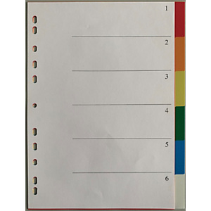 Separadores, con portadilla, A4, polipropileno, 6 separadores, colores surtidos Separadores, con portadilla, A4, polipropileno, 6 separadores, colores surtidos