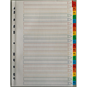 Separadores, con portadilla, alfabéticos A-Z, A4, cartulina, 20 separadores, pestañas plastificadas, blanco Separadores, con portadilla, alfabéticos A-Z, A4, cartulina, 20 separadores, pestañas plastificadas, blanco