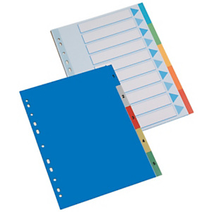 Separadores numéricos 1-5, A4, polipropileno, 5 separadores, colores surtidos Separadores numéricos 1-5, A4, polipropileno, 5 separadores, colores surtidos