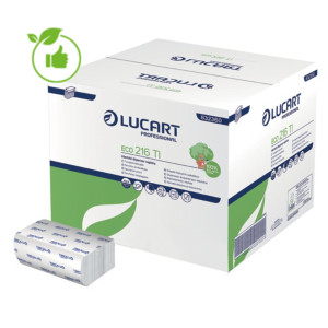 Serviettes de table enchevêtrées Lucart Eco 216 TI 2 plis ouate recyclée blanche, 40 paquets de 150 Serviettes de table enchevêtrées Lucart Eco 216 TI 2 plis ouate recyclée blanche, 40 paquets de 150