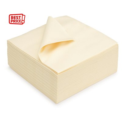 Serviettes de table jetables aspect tissu 40 x 40 cm Crème - Lot de 50 - 1