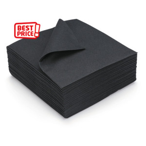 Serviettes de table jetables aspect tissu 40 x 40 cm Noir - Lot de 50