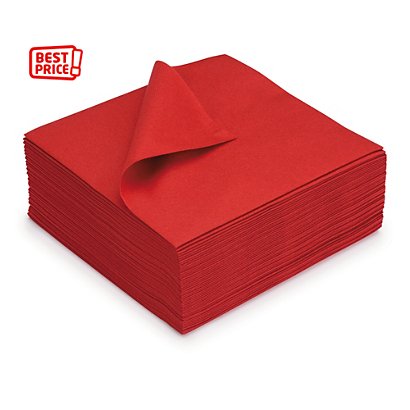 Serviettes de table jetables aspect tissu 40 x 40 cm Rouge - Lot de 50