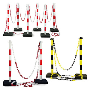 Set Absperrpfosten PVC mit Kette Set Absperrpfosten PVC mit Kette