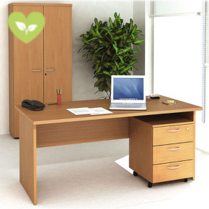Set arredo Pronto Pack B Scrivania 140 cm + Cassettiera 3 cassetti + Armadio alto con ante, Noce chiaro Set arredo Pronto Pack B Scrivania 140 cm + Cassettiera 3 cassetti + Armadio alto con ante, Noce chiaro