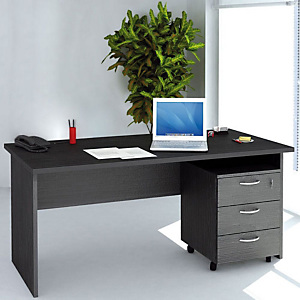 Set arredo Pronto Pack A Scrivania 140 cm + cassettiera 3 cassetti Colore nero venato Set arredo Pronto Pack A Scrivania 140 cm + cassettiera 3 cassetti Colore nero venato