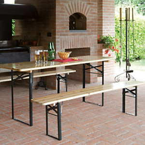 Set birreria Tavolo + 2 panche, 170 cm, Legno di abete/Ferro Set birreria Tavolo + 2 panche, 170 cm, Legno di abete/Ferro