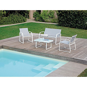 Set da giardino Positano, Struttura bianco/Textilene grigio Set da giardino Positano, Struttura bianco/Textilene grigio