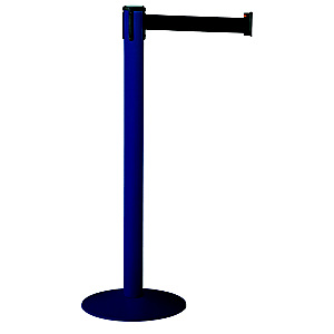Set van 2 afbakeningspalen met intrekbare riem op sokkel paceo - blauw 5001 mat glad - zwarte riem 3m Set van 2 afbakeningspalen met intrekbare riem op sokkel paceo - blauw 5001 mat glad - zwarte riem 3m