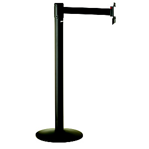 Set van 2 afbakeningspalen met intrekbare riem op sokkel paceo - zwart - zwarte riem 3m Set van 2 afbakeningspalen met intrekbare riem op sokkel paceo - zwart - zwarte riem 3m