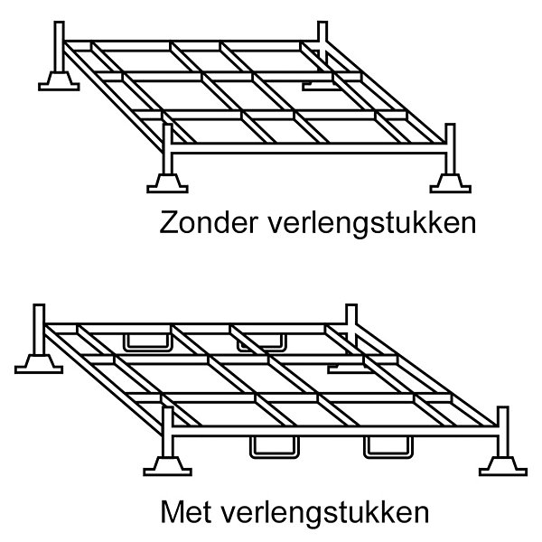 Set van 4 verlengstukken nuttige hoogte 150 cm stapelbaar - 3