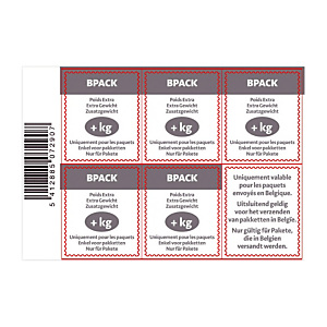 Set van 5 etiketten BPACK EXTRA GEWICHT Set van 5 etiketten BPACK EXTRA GEWICHT
