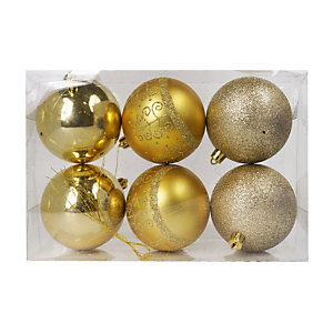 Sfera decorativa natalizia, ø 80 mm, Oro (confezione 6 pezzi)