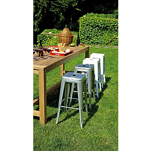 Sgabello alto da giardino impilabile Plate, Lamiera galvanizzata, Avorio Sgabello alto da giardino impilabile Plate, Lamiera galvanizzata, Avorio