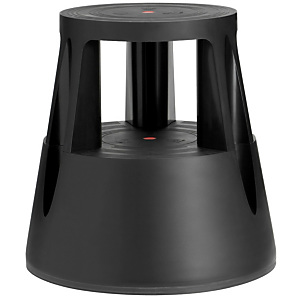 Sgabello/Scaletta da ufficio a due gradini, Plastica, 3 ruote, Nero Sgabello/Scaletta da ufficio a due gradini, Plastica, 3 ruote, Nero