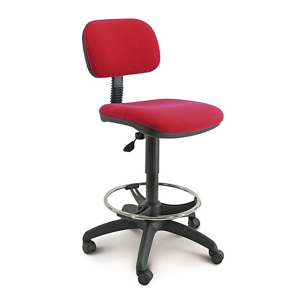 Sgabello tecnico poggiapiedi grigio con schienale e seduta imbottiti altezza regolabile 97-123 cm - 2