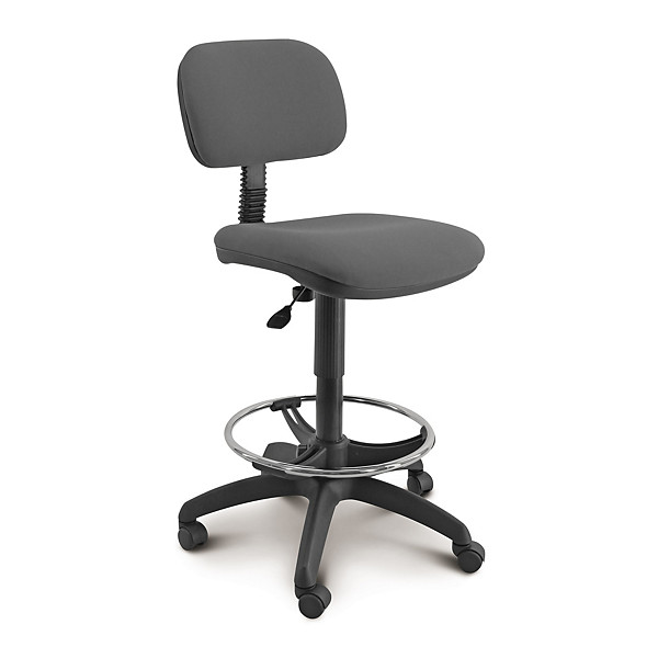 Sgabello tecnico poggiapiedi grigio con schienale e seduta imbottiti altezza regolabile 97-123 cm - 1