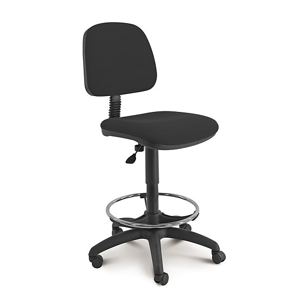 Sgabello tecnico poggiapiedi nero con schienale e seduta imbottiti altezza regolabile 101-127 cm - 2