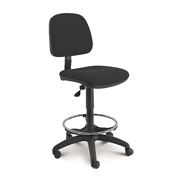 Sgabello tecnico poggiapiedi nero con schienale e seduta imbottiti altezza regolabile 101-127 cm - 1
