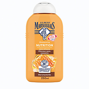 Shampooing Le Petit Marseillais nutrition parfum miel et karité bio, le flacon de 250 ml