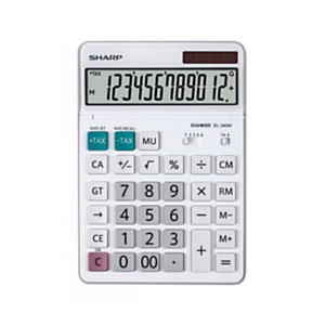 SHARP Calcolatrice da tavolo EL-340W, 12 cifre, Bianco
