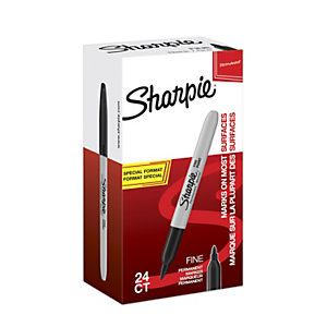 Sharpie Fine Pack Ahorro 20 + 4 GRATIS, Rotulador permanente, punta fina  ojival, 0,9 mm, color negro - Rotuladores permanentes Kalamazoo