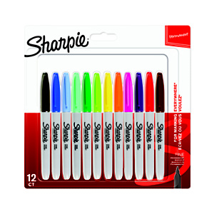 Sharpie Fine Point Marcatore permanente, Punta tonda 0,9 mm, Assortiti (confezione 12 pezzi)