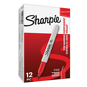 Sharpie Fine Point, Marcatore permanente, Punta tonda, 0,9 mm, Rosso (confezione 12 pezzi)