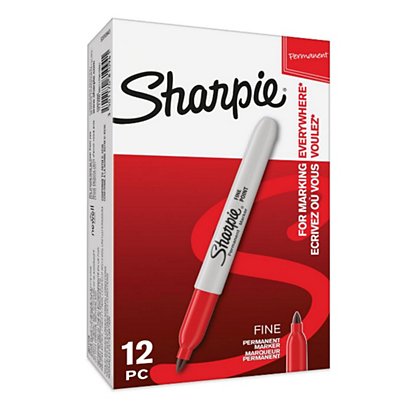 Sharpie Fine Point, Marcatore permanente, Punta tonda, 0,9 mm, Rosso (confezione 12 pezzi) - 1