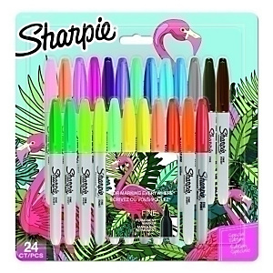 SHARPIE Fine & Utra Fine Big Pack Flamingo Rotulador permanente, caja de regalo de 24, 19 colores originales y 5 colores explosivos SHARPIE Fine & Utra Fine Big Pack Flamingo Rotulador permanente, caja de regalo de 24, 19 colores originales y 5 colores explosivos