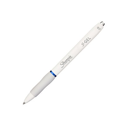 Sharpie S-Gel Bolígrafo retráctil de gel, cuerpo color azul celeste y blanco, punta extrafina de 0,7 mm, cuerpo con agarre de caucho, azul - 1