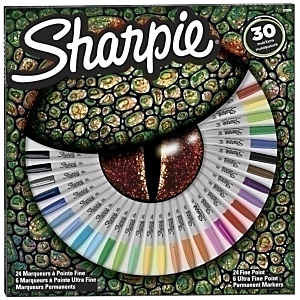 SHARPIE Lagarto Marcador permanente, punta fina y ultrafina, caja de 30, colores surtidos SHARPIE Lagarto Marcador permanente, punta fina y ultrafina, caja de 30, colores surtidos