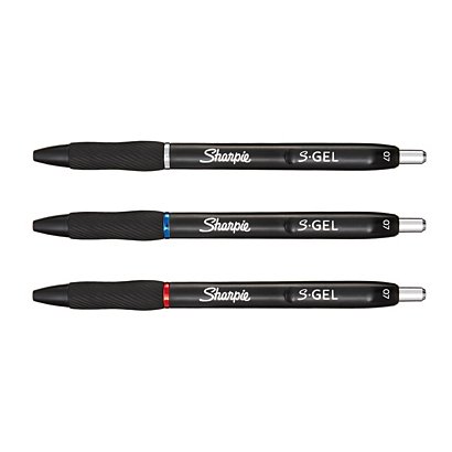 Sharpie Penna gel a scatto S-Gel, Punta media 0,7 mm, Colori assortiti nero, blu e rosso (confezione 3 pezzi) - 1