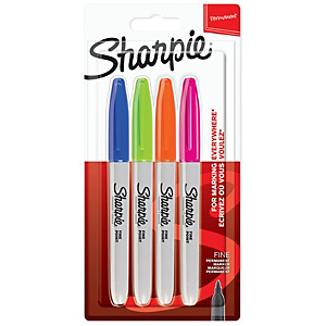 Sharpie Penna Marker Fine Point, Punta fine 0,9 mm, Colori Fun (confezione 4 pezzi) Sharpie Penna Marker Fine Point, Punta fine 0,9 mm, Colori Fun (confezione 4 pezzi)