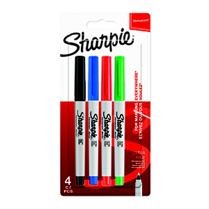 Sharpie Penna Marker Ultra Fine Point, Punta ultra fine 0,5 mm, Colori assortiti (confezione 4 pezzi) Sharpie Penna Marker Ultra Fine Point, Punta ultra fine 0,5 mm, Colori assortiti (confezione 4 pezzi)