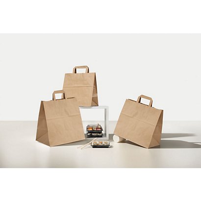 Shopper in carta riciclata, 27+17 x 29 cm, Avana (confezione 300 pezzi)